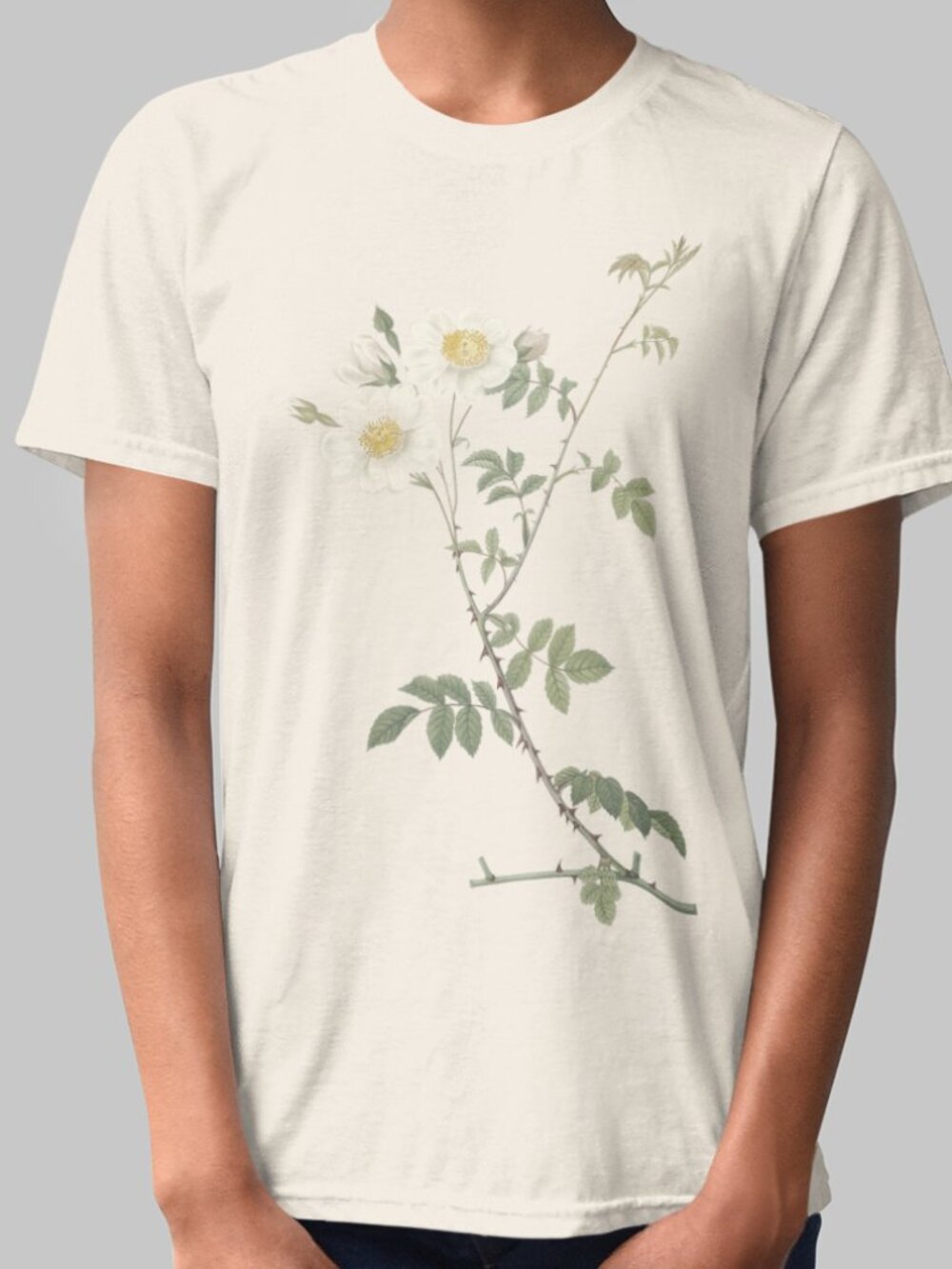 Rose Vintage Floral Print Short Sleeve Graphic Tee T-shirt S-XXL